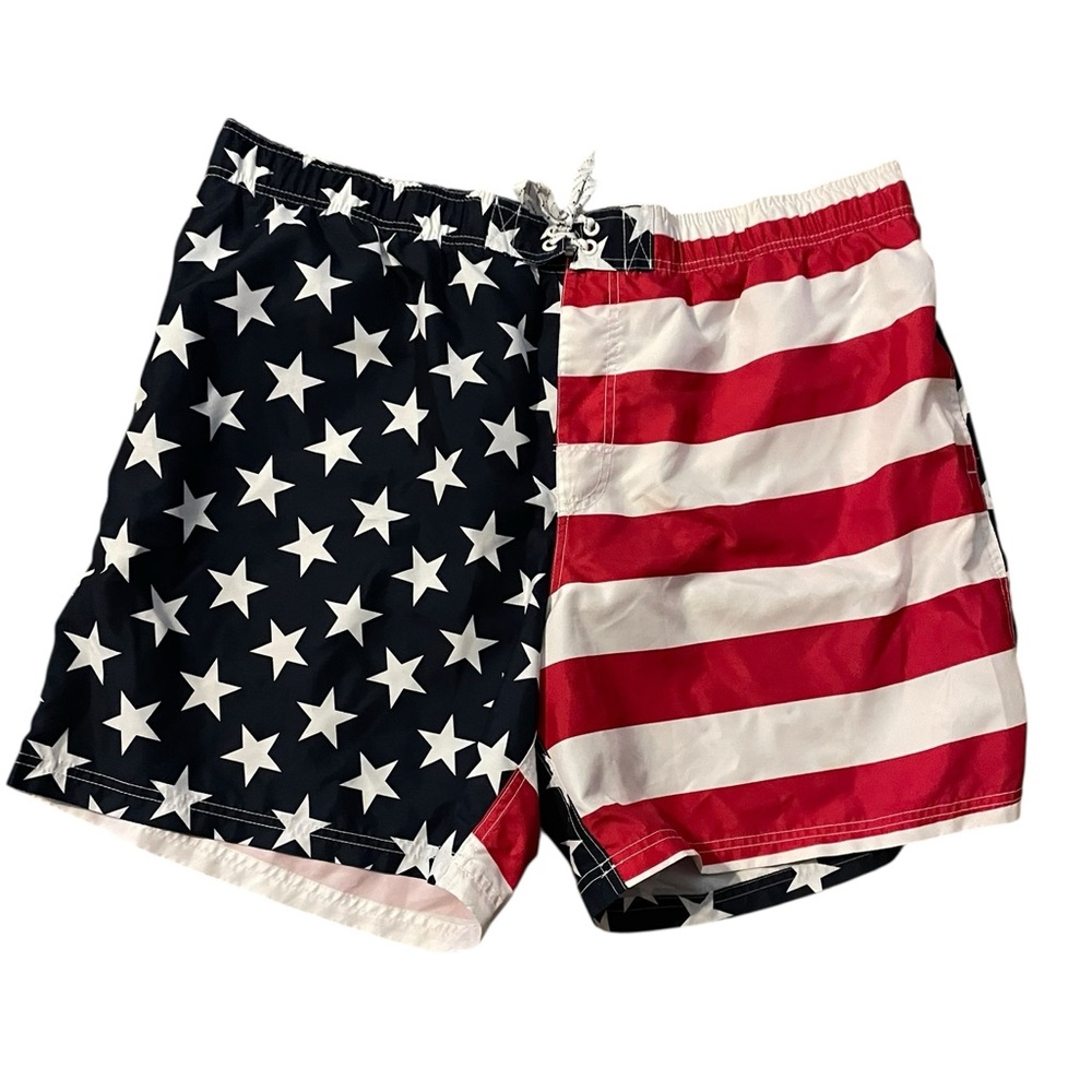 George Men’s American Flag Swim Trunks 2XL‎ – Patriotic Stars & Stripes